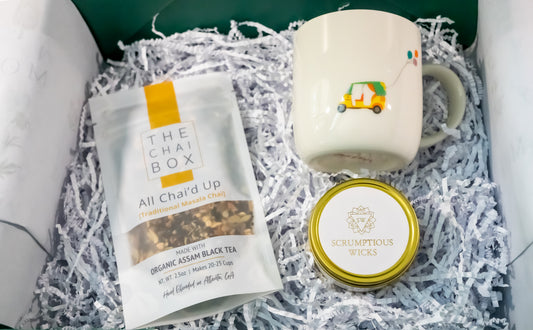 The Chai & Chill Curated Gift Box – Luxury Chai Gift Set Featuring The Chai Box, Pyarful & Scrumptious Wicks