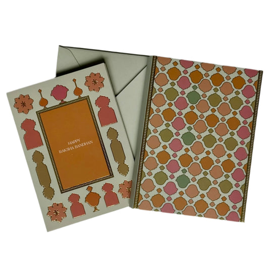 Varanasi Gold Rakhis & Greeting Cards Set