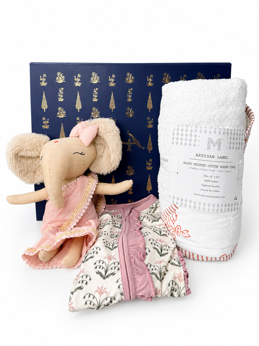 The Bundle of Joy Curated Baby Gift Box – Newborn Gift Set Featuring Malabar Baby, Buboodee & Mor Gifting