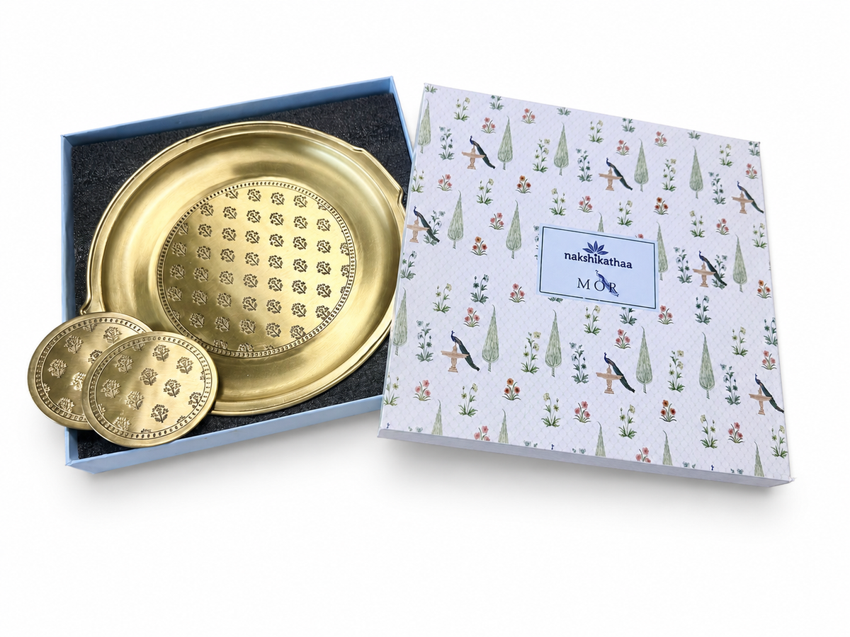 Mogra Tray and Coasters (Set of 2)