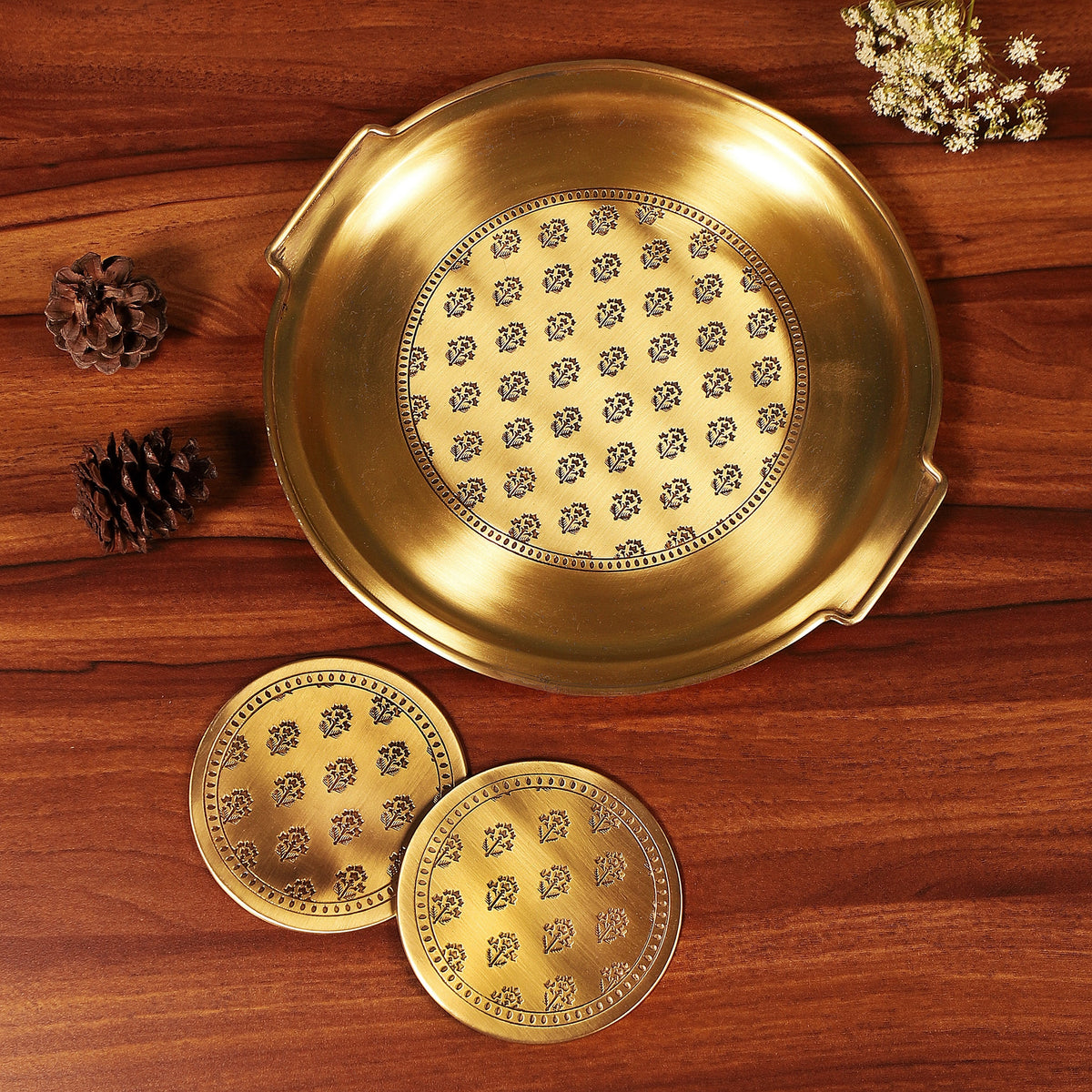 Mogra Tray and Coasters (Set of 2)
